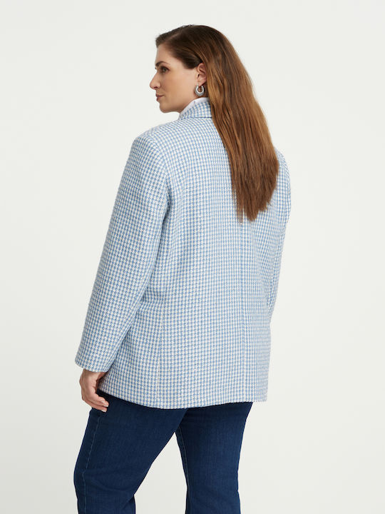 Mat Fashion Γυναικείο Τουίντ Σακάκι Γαλάζιο Mat Fashion Γυναικείο Τουίντ Σακάκι Γαλάζιο