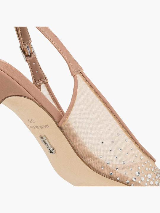 Katty Strass Pantofi Cu Toc Cu Barete Bej