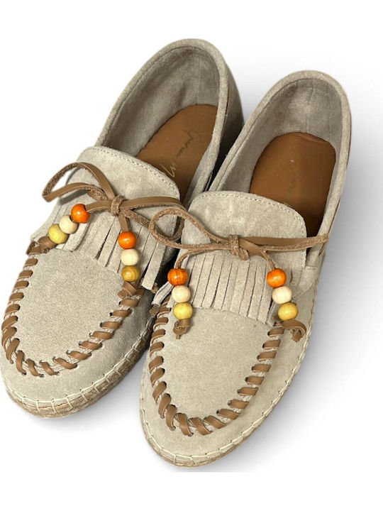 Women's Leather Espadrilles Beige
