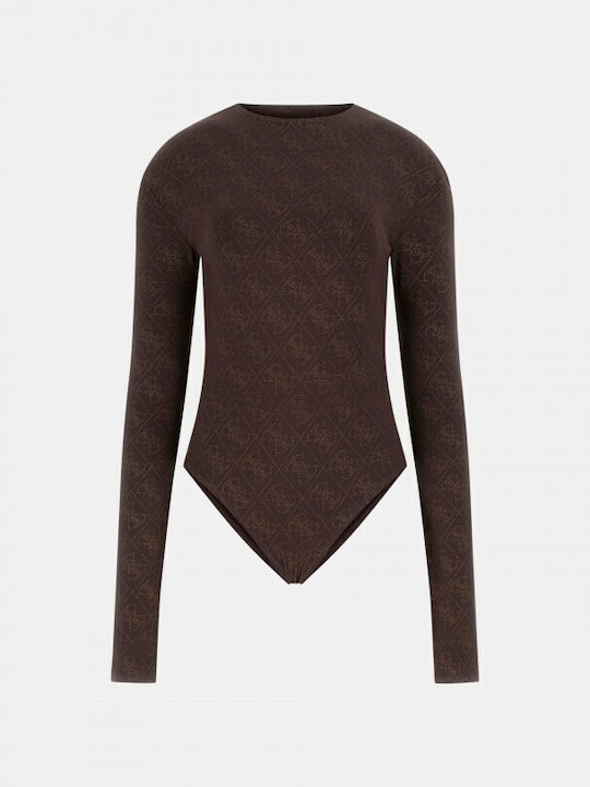 Guess W5bp09k68d2-g1ea Bodysuit 4g Strass Brown