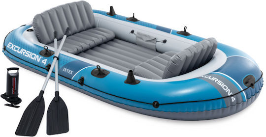 Intex Excursion 4 Inflatable Boat Blue with Oars & Pump
