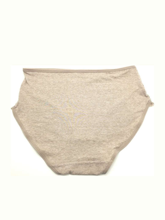 Talie înaltă Femeie Slip cu Dantelă Dark Beige