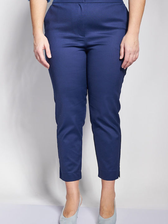 Dama Talie înaltă Pantaloni Chino cu Croială Slim Albastru