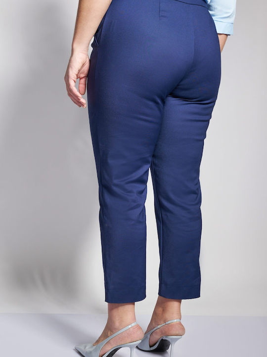 Dama Talie înaltă Pantaloni Chino cu Croială Slim Albastru