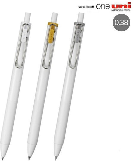 Uni Mitsubishi Gel Ballpoint Pen Uni-ball One 0.38 White Gold Silver 3-pack Umn-sc-38 Wgs3c 4902778319567