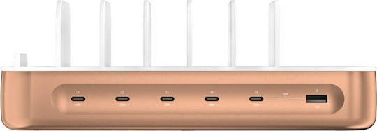 4Smarts Βάση Φόρτισης με 2 Θύρες USB-A και 4 Θύρες USB-C και Καλώδιο USB-C 100W Power Delivery σε Πολύχρωμο χρώμα (541280)