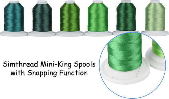 Embroidery Thread Set 9 Spools 730 M Multicolor Storage Box Green Shades
