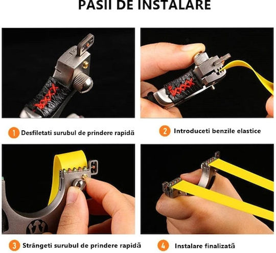 Praștie Multifuncțională de Precizie Laser Depox cu Vizor Optic Metalic 2 Elastice de Rezervă 11 Cm Negru