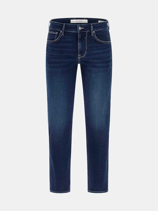 Ανδρικό Παντελόνι Τζιν με Slim Tapered Εφαρμογή Σκούρο Μπλε