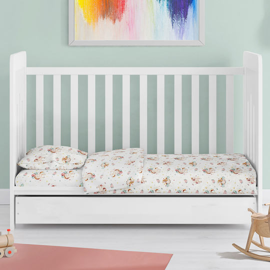 Dimcol Lenjerie De Patut Bebe Pentru Cradle Din Bumbac Alb 80x110cm