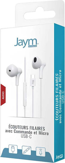 Jaym Wired Usb-c Earbuds Mic 3-button Remote White