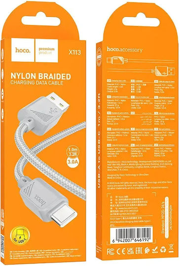Hoco X113 USB 2.0 Kabel USB-C männlich - USB-A Gray 1m
