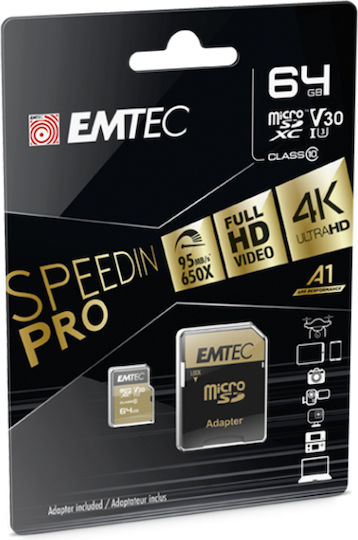 Emtec Speedin Pro microSDXC 64GB U3 V30 A1 UHS-I 95MB/s