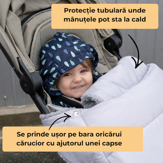 Kidizi Universal Sac de picioare pentru cărucior Impermeabil Gri cu căptușeală Fleece