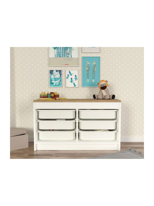 Comodă pentru copii Alb cu 6 sertare 89x34x52buc