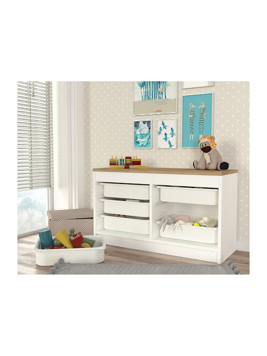 Comodă pentru copii Alb cu 6 sertare 89x34x52buc