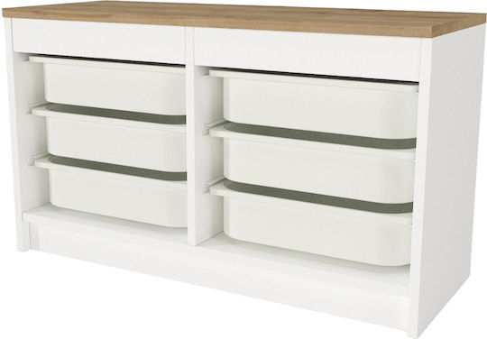 Kids Chest of Drawers White with 6 Drawers 89x34x52cm