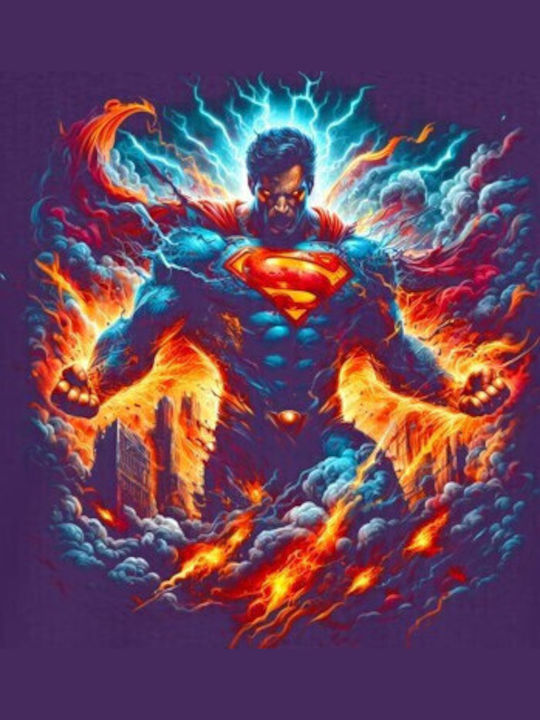 Pop Kultur Bedrucktes T-shirt Superman Elemental Fury Lila