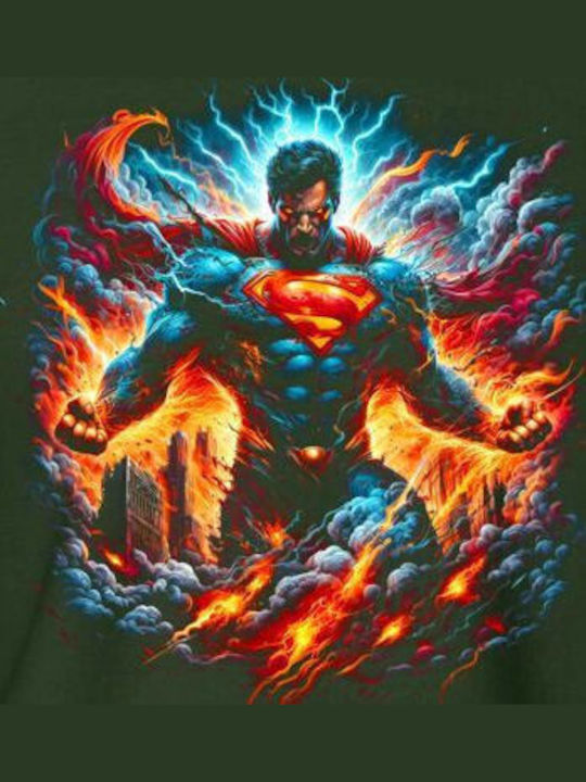 Crewneck Φούτερ Superman Elemental Fury Pop Culture Forest Green Crewneck Φούτερ Superman Elemental Fury Pop Culture Forest Green
