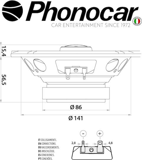 Phonocar Σετ Ηχεία Αυτοκινήτου Ομοαξονικά 6.5" με 35W RMS (2 Δρόμων)