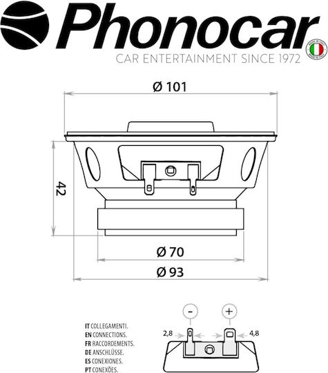 Phonocar Alpha Σετ Ηχεία Αυτοκινήτου Ομοαξονικά 4" με 30W RMS (2 Δρόμων)