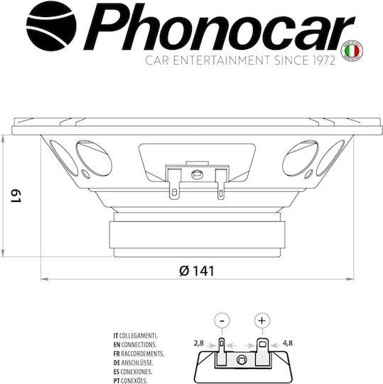 Phonocar Σετ Ηχεία Αυτοκινήτου 6.5" με 70W RMS (Woofer)