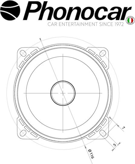 Phonocar Σετ Ηχεία Αυτοκινήτου Ομοαξονικά με 25W RMS (Woofer)