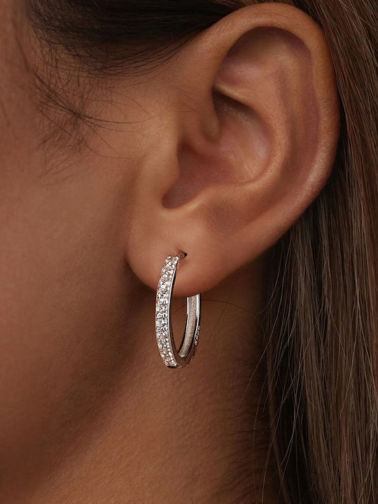 Daskalakis Earrings Hoops made of Silver with Stones