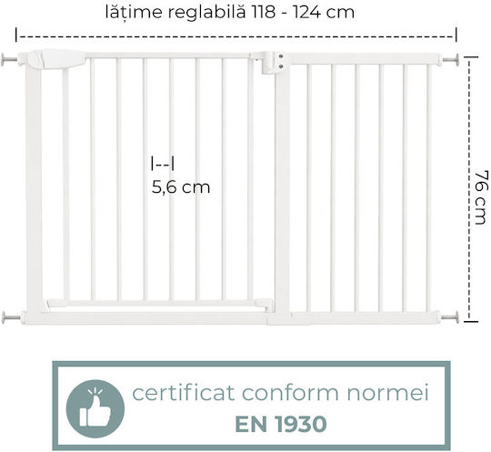 Kidizi Πόρτα Ασφαλείας από Ξύλο σε Λευκό Χρώμα
