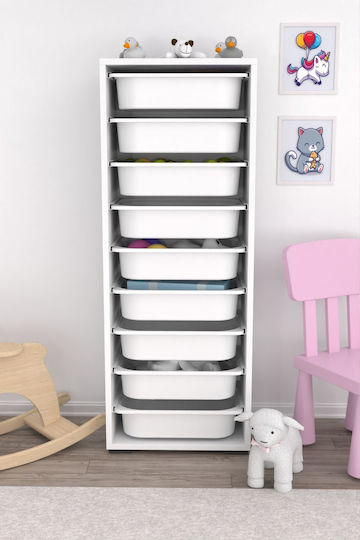 Comodă pentru copii Gri cu 9 sertare 45.5x30x122buc Comodă pentru copii Gri cu 9 sertare 45.5x30x122buc