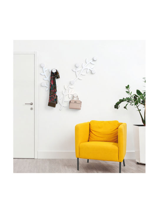 Foppapedretti Agățătoare De Perete Appendialbero Metalică Cu 3 Compartimente Albă 40x5x65cm