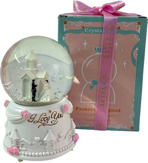 Glas Musikalische Kugel Braut Bräutigam Kleine Kirche "Ich Liebe Dich" Nachricht Dekorative Resin Stand