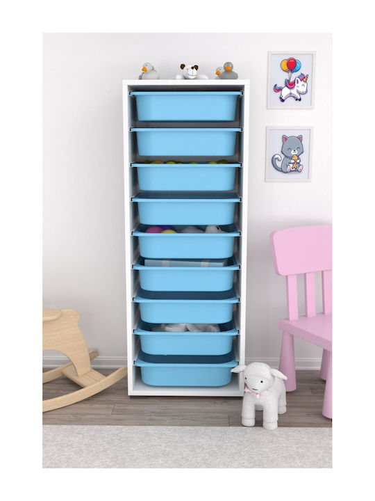Comodă pentru copii Alb cu 9 sertare 45.5x30x122buc