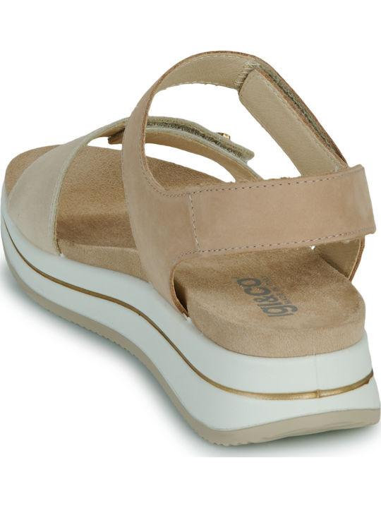 Damenplattformen Beige