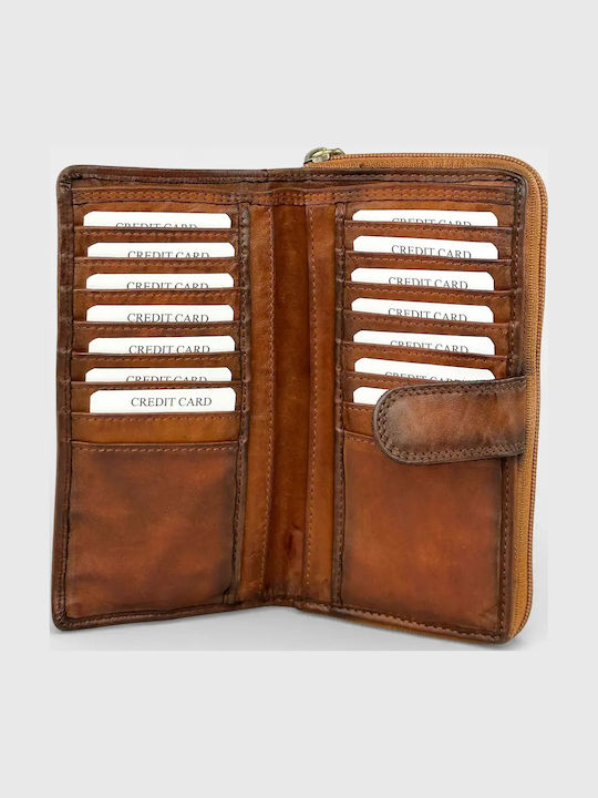 Large Leather Women's Wallet Classic Tabac Brown