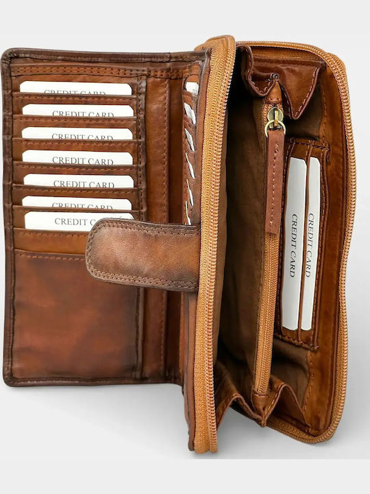 Large Leather Women's Wallet Classic Tabac Brown
