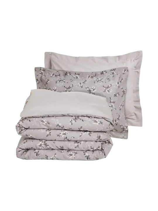 Das Home Bettwäsche-Set Einzel 170x260cm. Happy Grey, Taupe 3Stück
