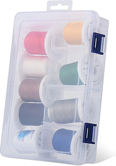 Set Fire De Broderie 9 Bobine 730 M Multicolor Cutie De Depozitare Culori Populare