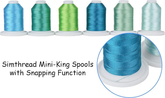 Embroidery Thread Set 9 Spools 730 M Multicolor Storage Box Shades Turquoise Mint Green