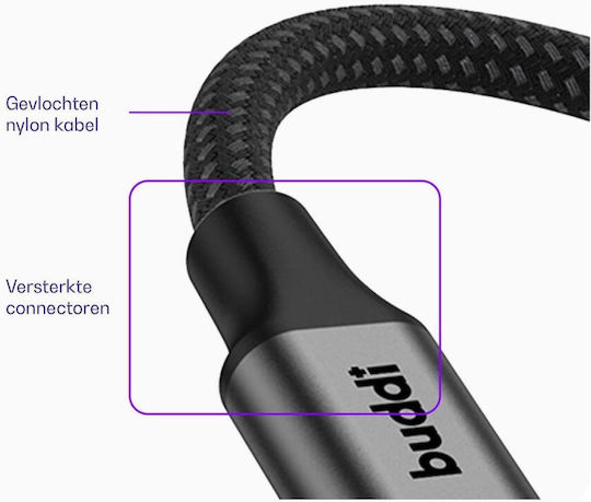 Buddi Flex Regular USB 2.0 spre micro USB Cablu Negru 0.3m 1buc
