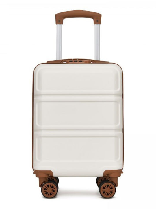 Miss Lulu Reisekoffer Hart Cream Und Braun mit 4 Rädern Höhe 45cm