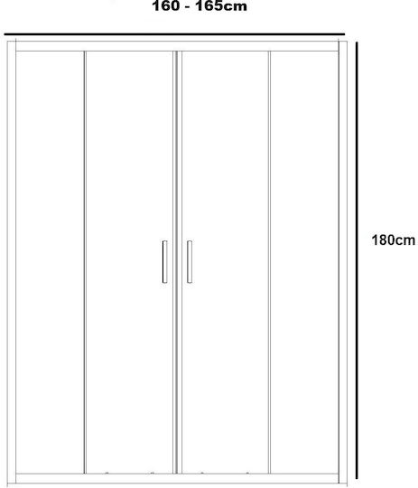 Piccadilly Cabinet Duș cu Glisare Ușă 160-165x180cm Sticlă transparentă Chrome