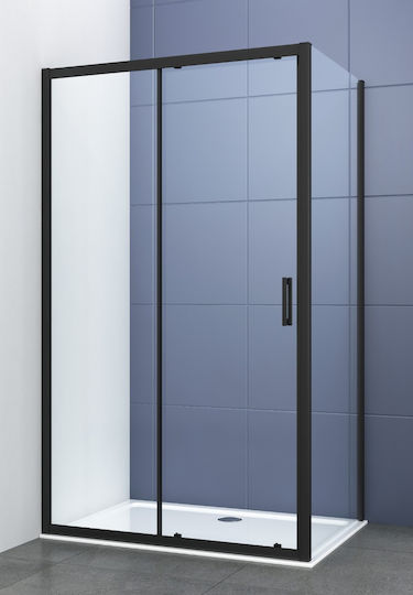 Piccadilly Cabinet Duș cu Glisare Ușă 110-115x195cm Sticlă transparentă Negru