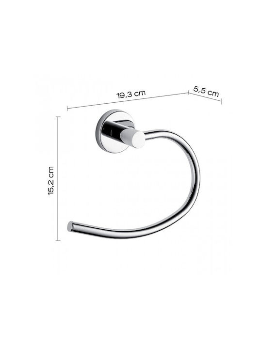 Piccadilly Single Wall-Mounted Bathroom Ring Silver