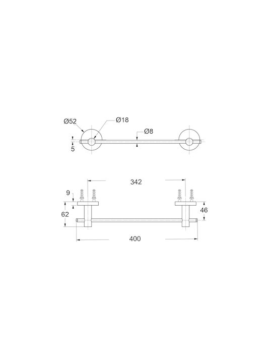 Piccadilly Single Wall-Mounted Bathroom Rail Silver