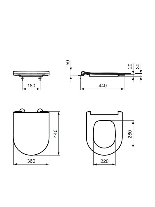 Ideal Standard Plastic Soft Close Toilet Slim Seat White