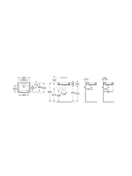 Roca Επικαθήμενος Νιπτήρας Πορσελάνης 52x44cm Λευκός