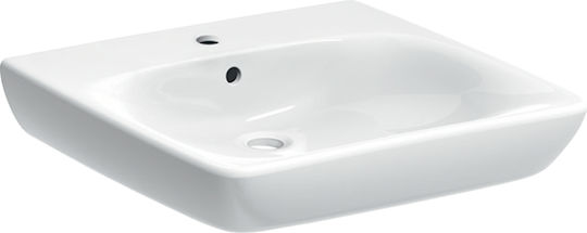Geberit Selnova Επιτοίχιος Κρεμαστός / Επικαθήμενος Νιπτήρας Πορσελάνης με Μπαταρία 55x55cm Λευκός