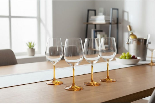 Domumart Set Gläser für Weißwein aus Kristall in Orange Farbe Mit Stiel 450ml 6Stück
