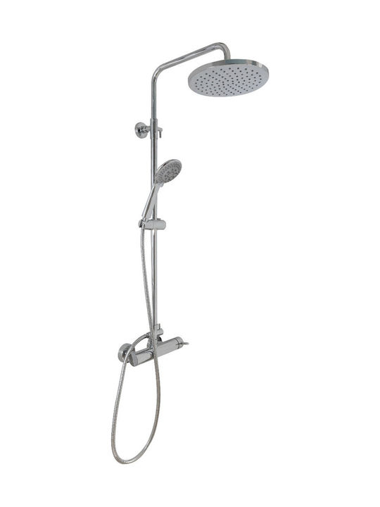 Piccadilly Shower Column with Mixer Silver